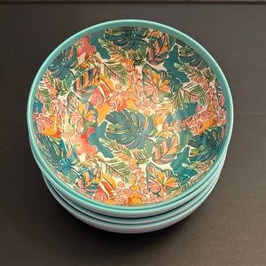 4pc SAMBA Colorful Tropical Print Melamine Dinner Bowls - 8"